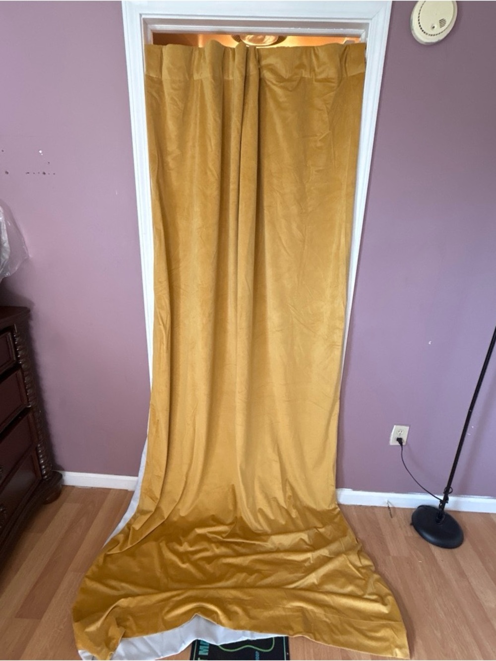 Mustard Gold Velvet Curtain Panel - Home Accents